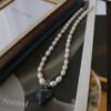 Baroque Freshwater Pearl Heart Natural Stone Pendant Necklace
