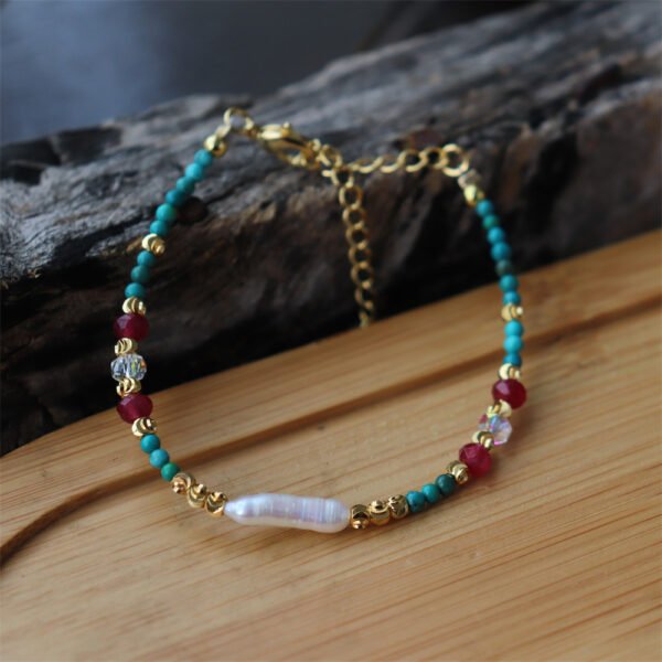 Turquoise Baroque Pearl Collar Necklace Bracelet Set