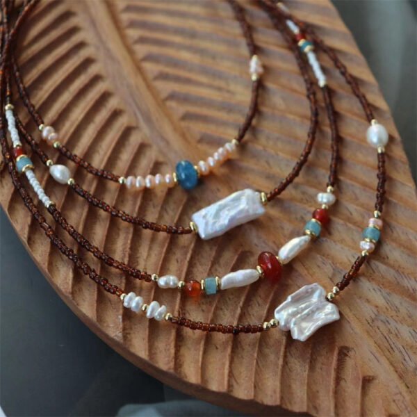 Natural Freshwater Pearl Glass Seed Bead Necklace