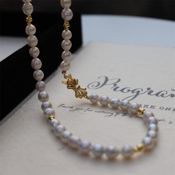 High Luster Freshwater Pearl Choker with Bow Clasp