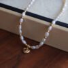 Ruby Heart Pendant Freshwater Pearl Necklace