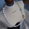 Natural Baroque Pearl with Gold-Plated Chain Necklace