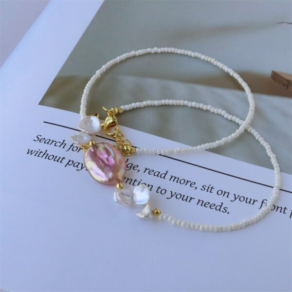 Natural Freshwater Pearl Gemstone Crystal Choker Necklace