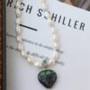 Baroque Freshwater Pearl Heart Natural Stone Pendant Necklace
