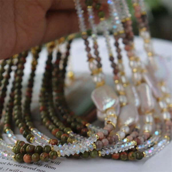 Crystal Natural Stone Baroque Freshwater Pearl Necklace
