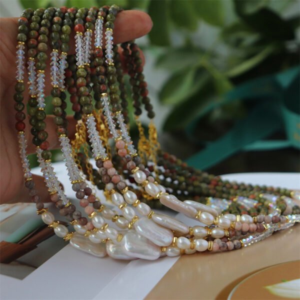 Crystal Natural Stone Baroque Freshwater Pearl Necklace