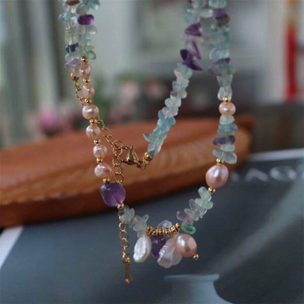 Natural Icy Amethyst Baroque Freshwater Pearl Pendant Necklace