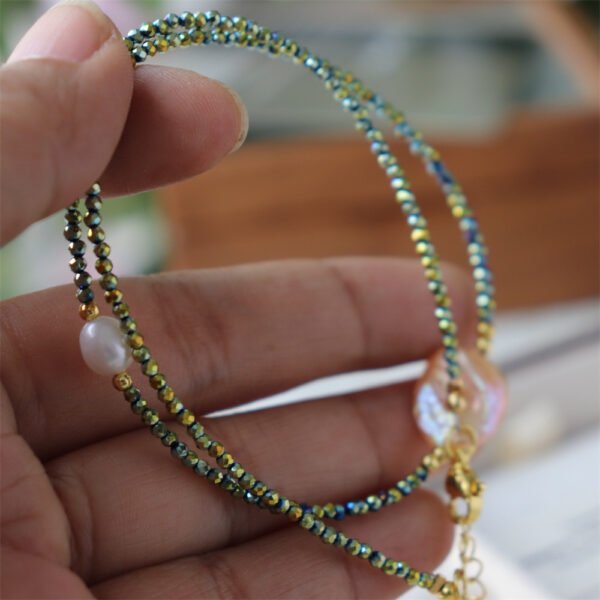Petal Freshwater Pearl Natural Stone Clavicle Necklace