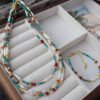 Turquoise Baroque Pearl Collar Necklace Bracelet Set
