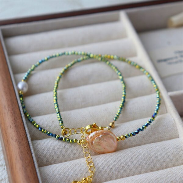 Petal Freshwater Pearl Natural Stone Clavicle Necklace
