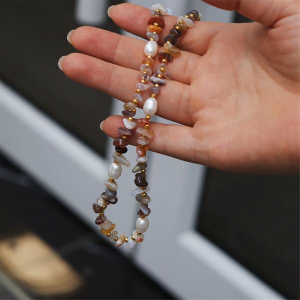 Natural Pearl Natural Stone Necklace Bracelet Jewelry Set