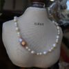 Handmade Gold Leaf Inlaid Baroque Freshwater Pearl Necklace