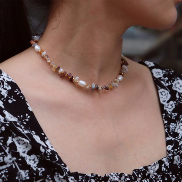 Natural Pearl Natural Stone Necklace Bracelet Jewelry Set